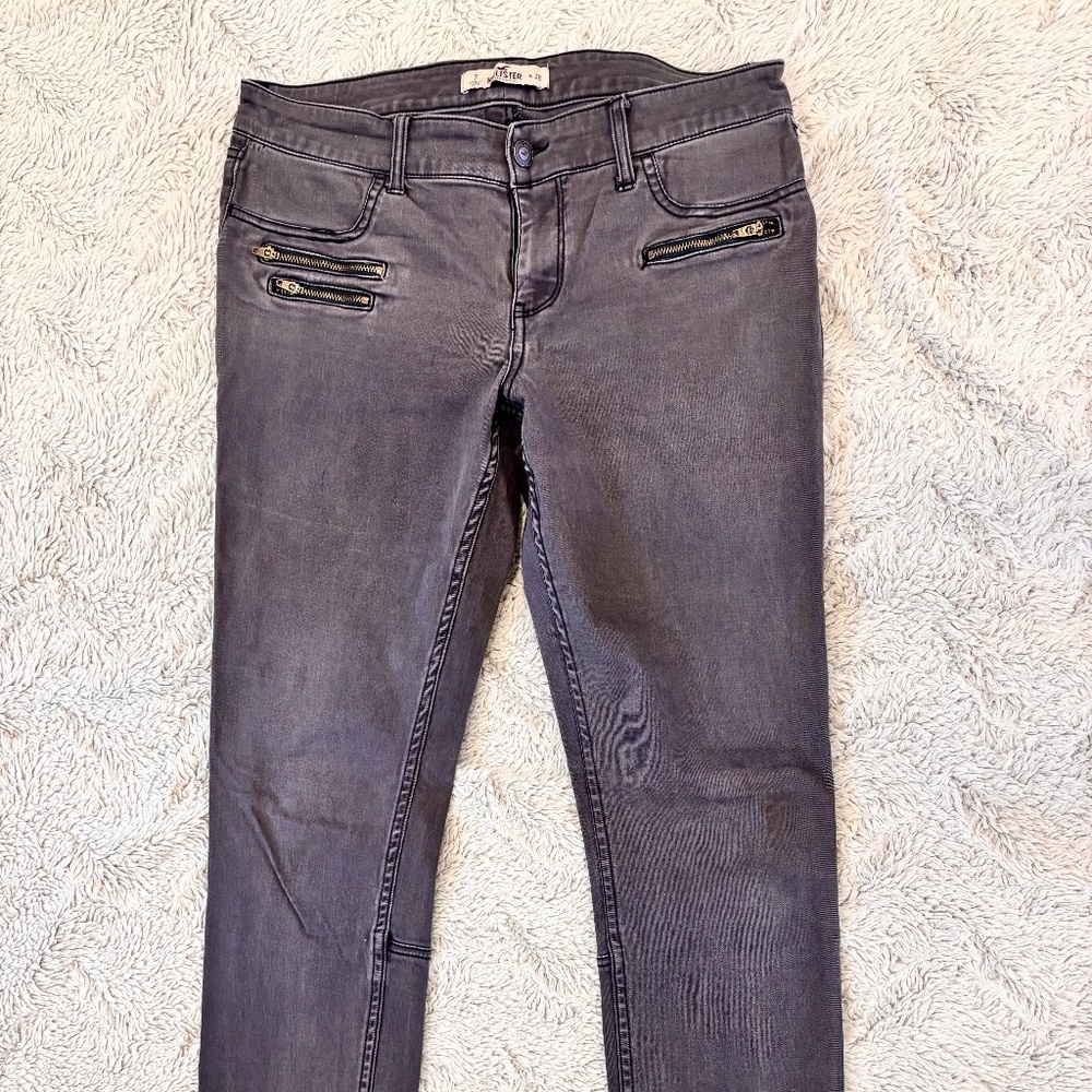 Dark Gray Hollister Moto-style Jean